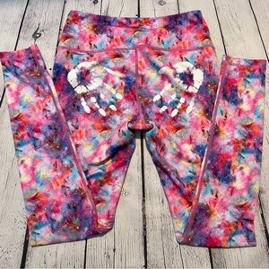 Feed Me Fight Me Leggings Chalk Handprints Galaxy Tie Dye